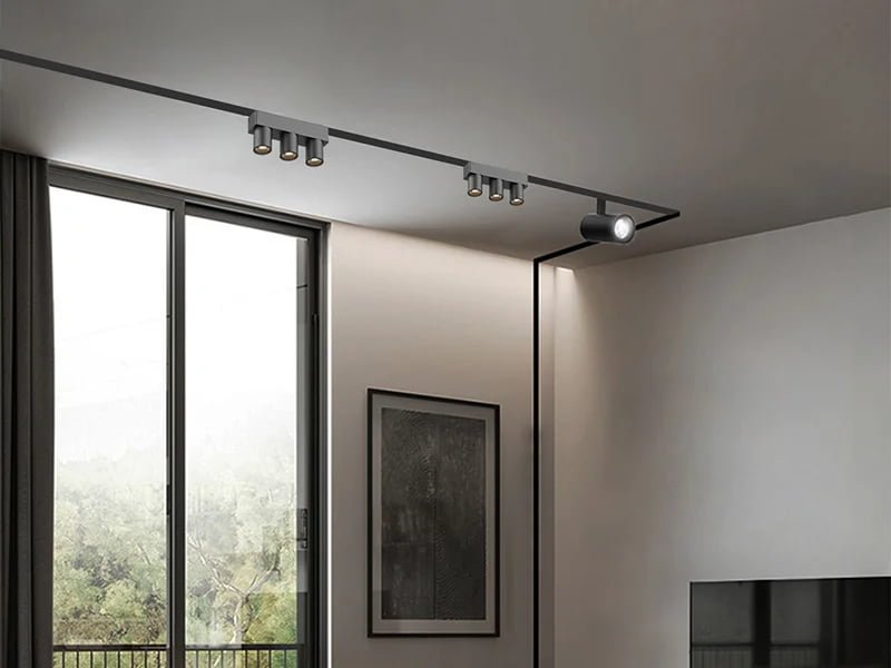 High quality 26mm aluminum surface mounted magnetic track three head spotlight 48V 6W from Track Lighting Factory